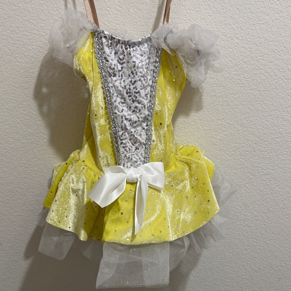 Weissman Yellow and Silver Sequin Kids Dance Costume